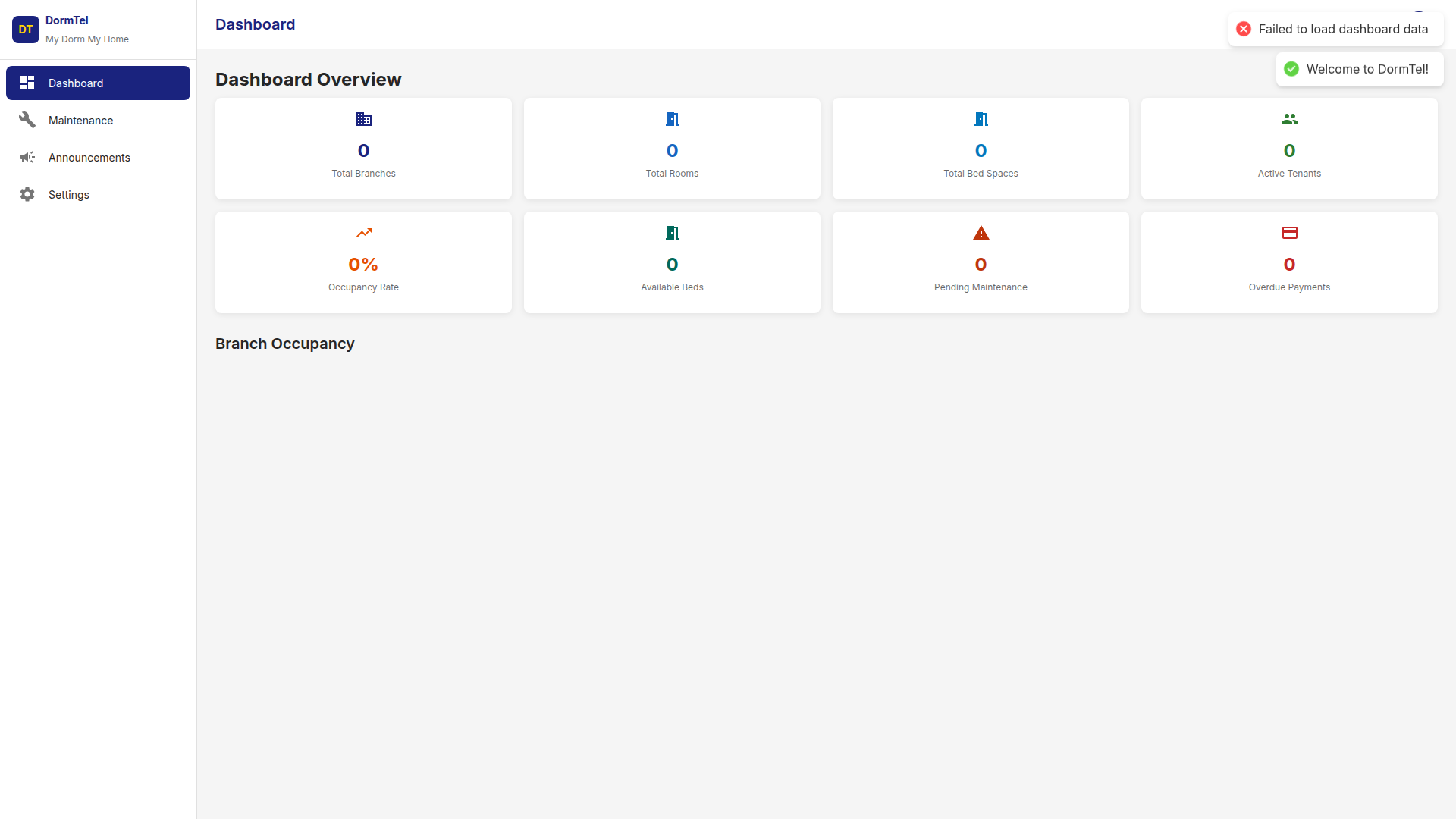 Tenant Dashboard